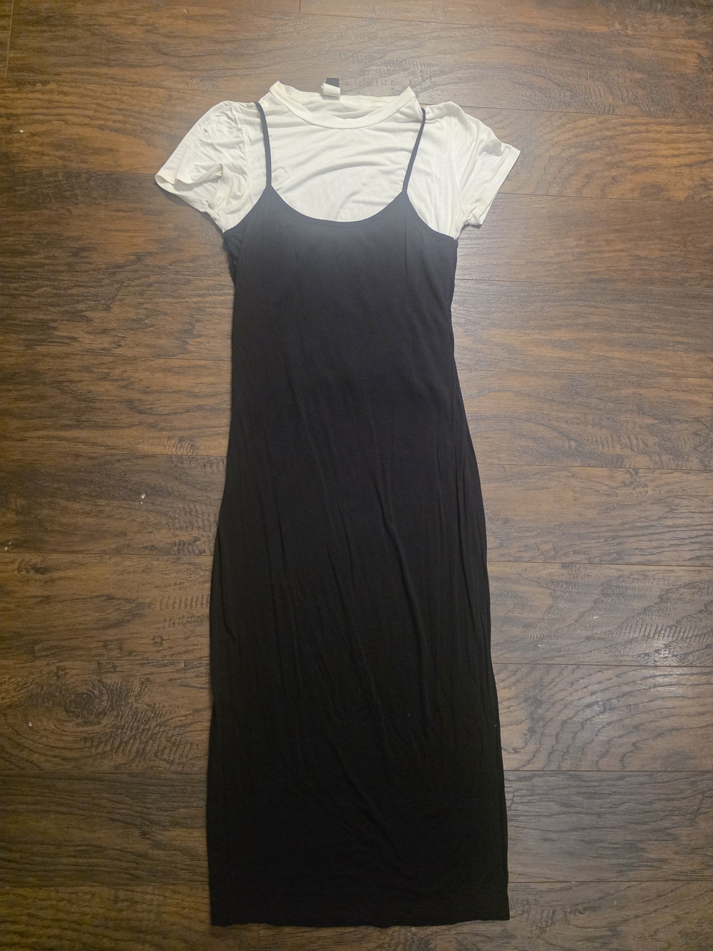 Windsor Black Midi Slip Dress with White Tee